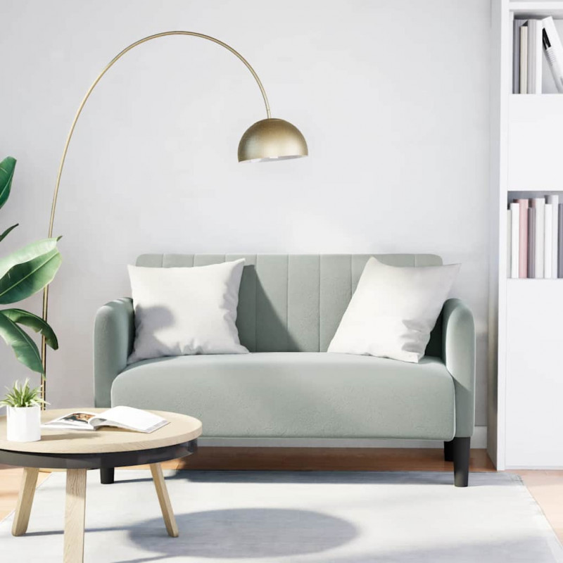 Sofa dwuosobowa Jasnoszara 109 cm Aksamit