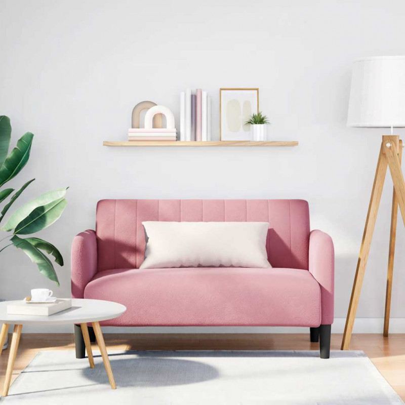 Sofa dwuosobowa różowa 109 cm aksamitna