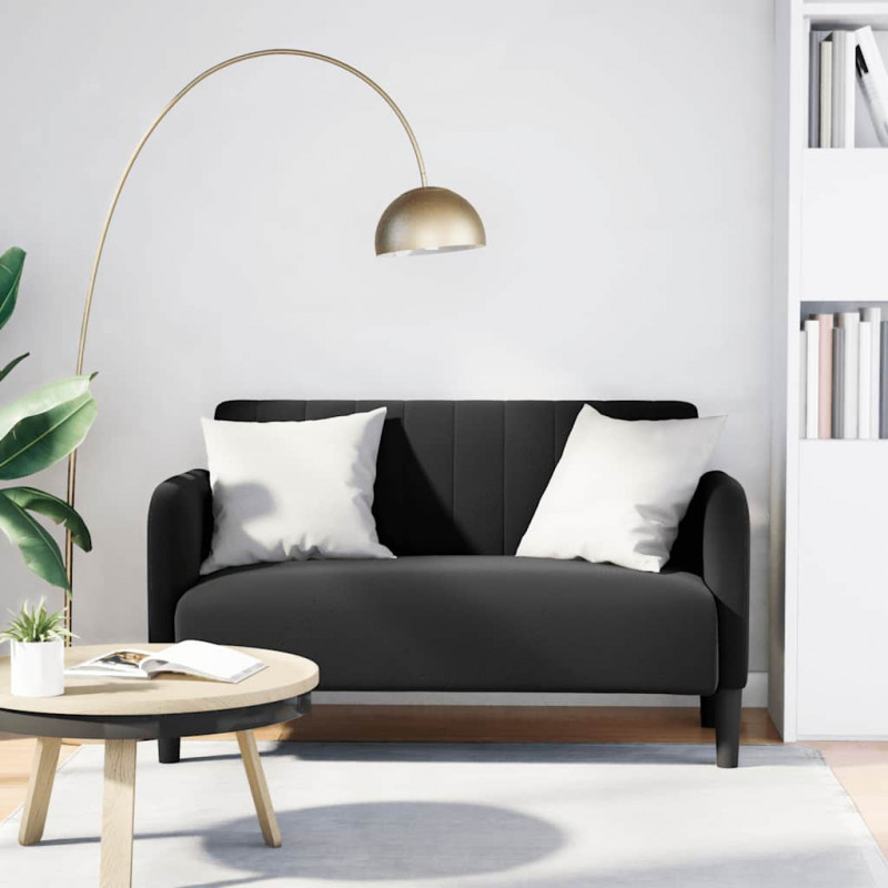 Sofa dwuosobowa czarna 109 cm aksamitna