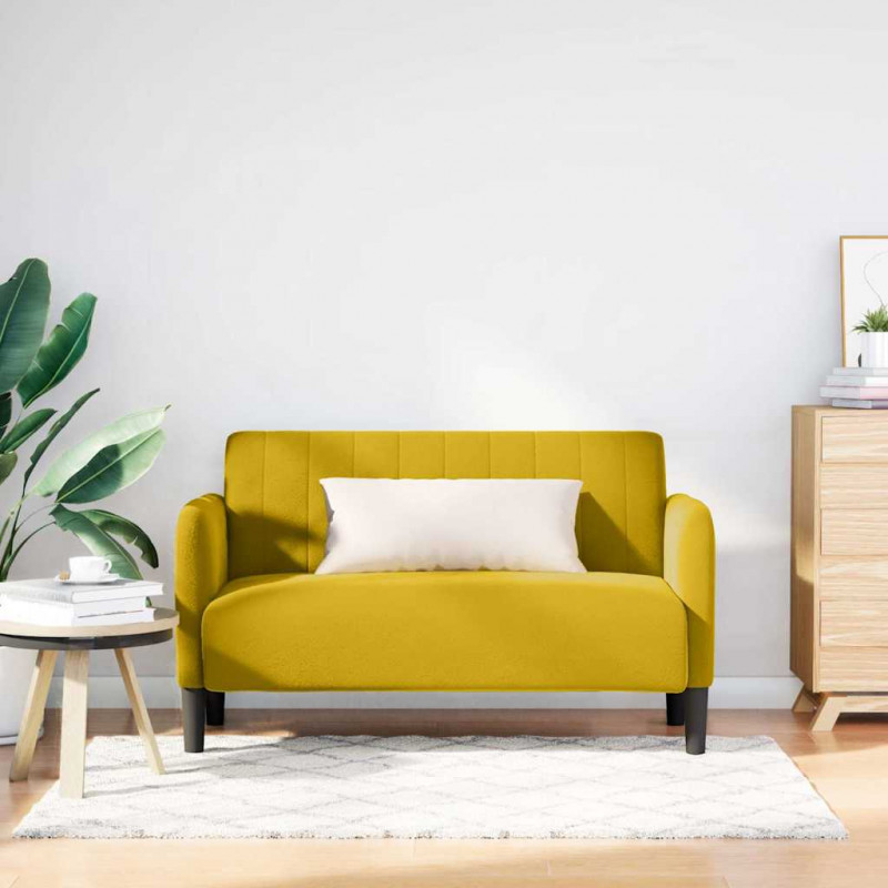 Sofa dwuosobowa żółta 109 cm aksamitna