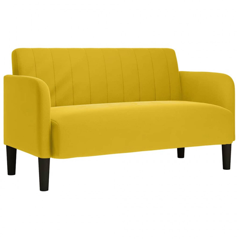 Sofa dwuosobowa żółta 109 cm aksamitna