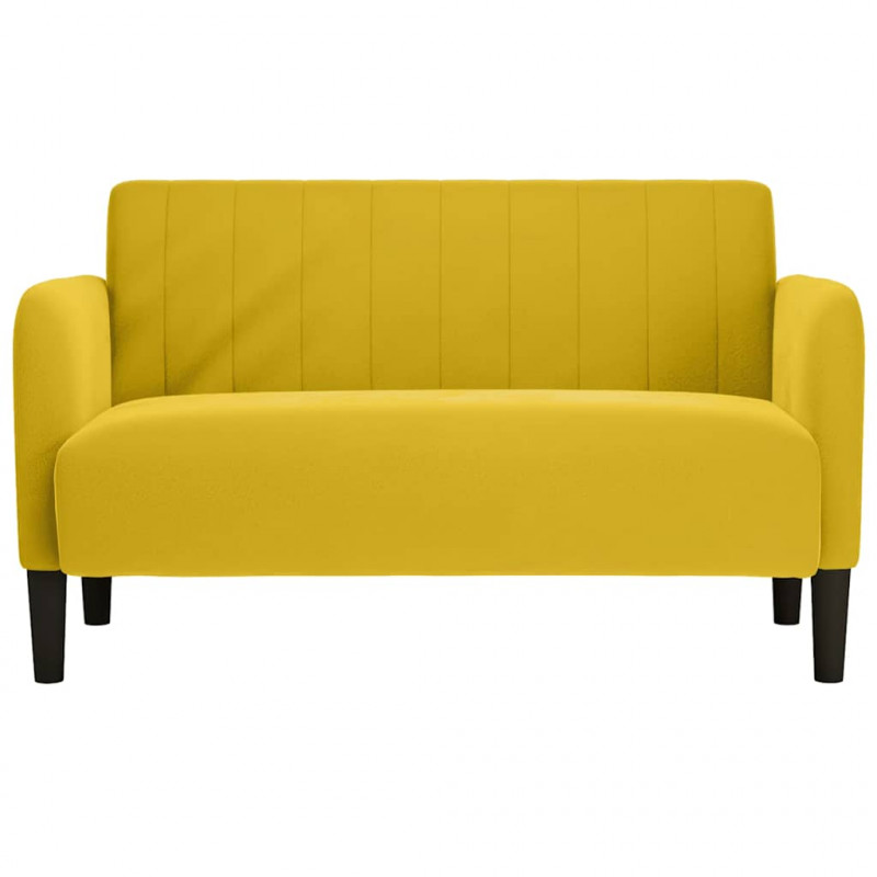 Sofa dwuosobowa żółta 109 cm aksamitna