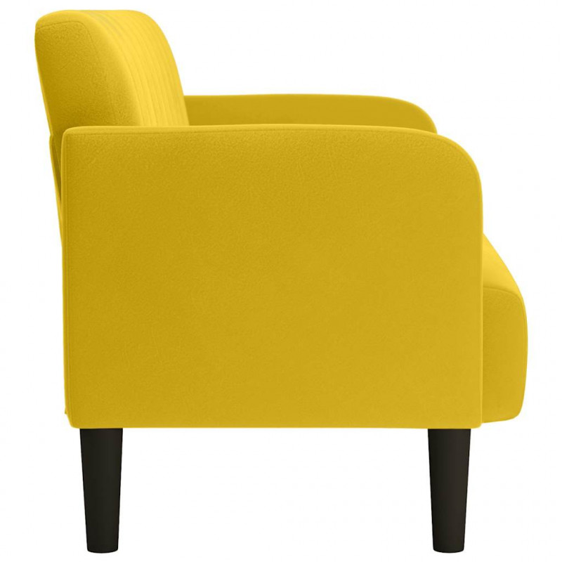 Sofa dwuosobowa żółta 109 cm aksamitna