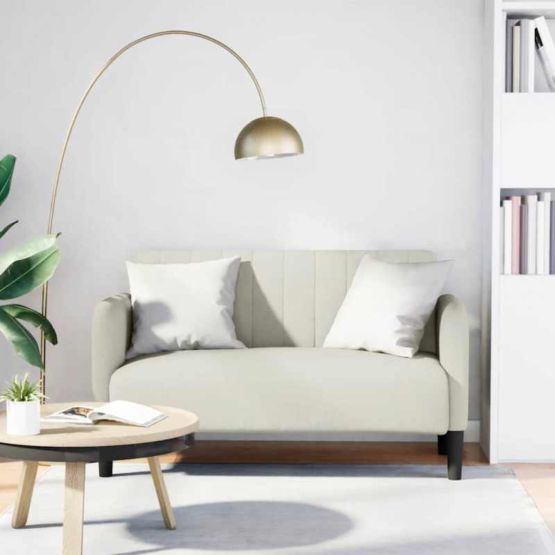 Sofa dwuosobowa kremowa 109 cm aksamitna