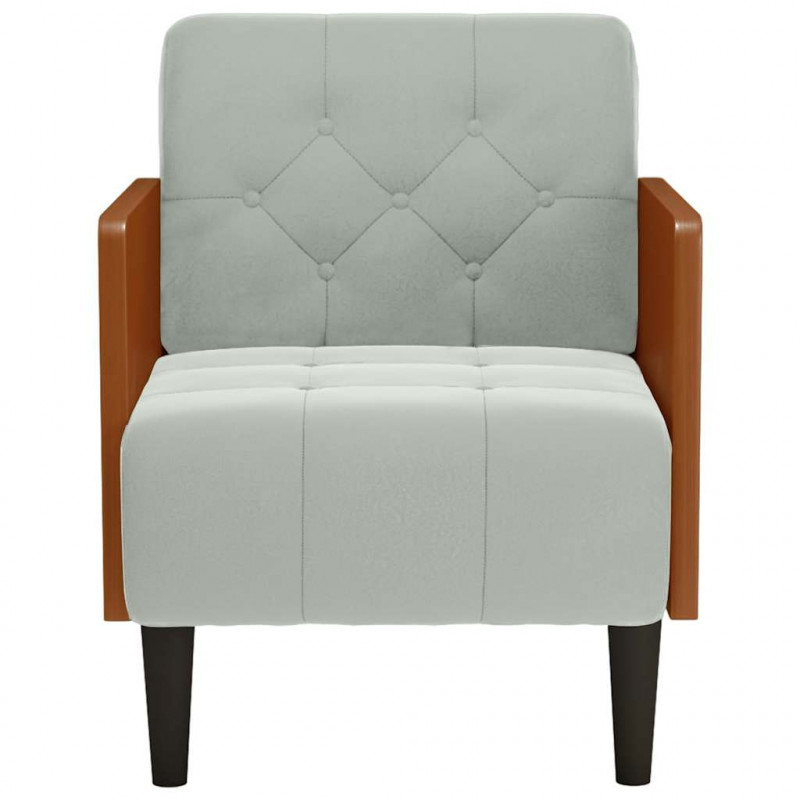 Sofa Fotel z Podłokietnikami Jasnoszary 55 cm Aksamit