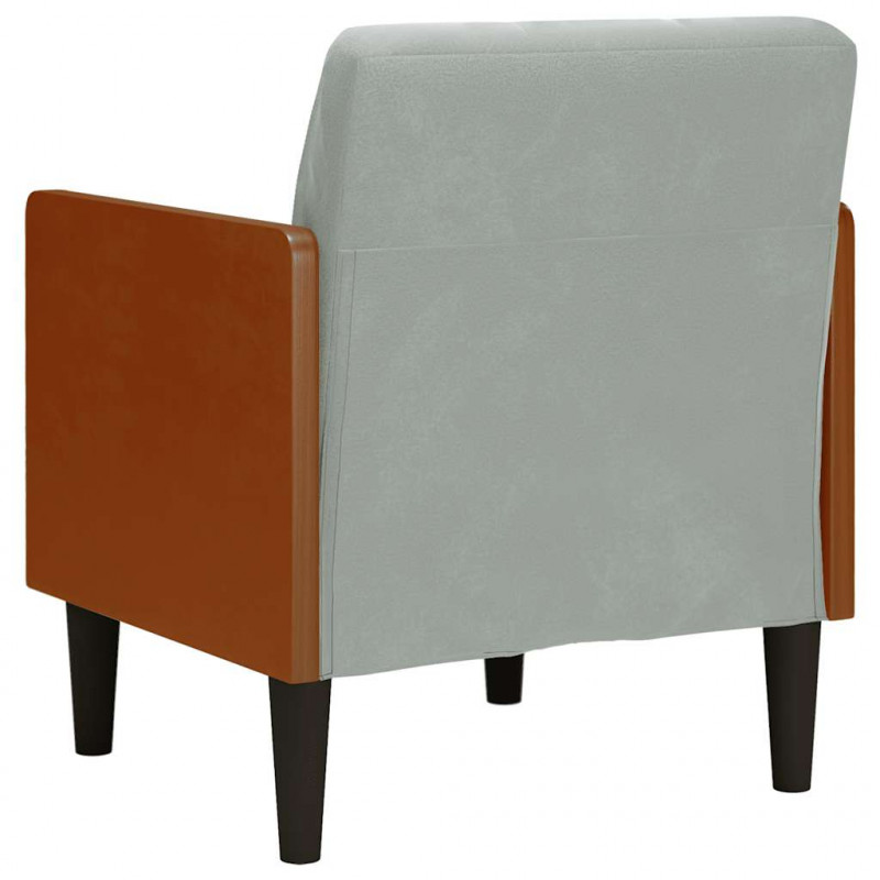 Sofa Fotel z Podłokietnikami Jasnoszary 55 cm Aksamit
