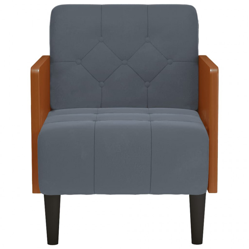 Sofa Fotel z Podłokietnikami Ciemnoszary 55 cm Aksamit