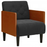 Sofa Fotel z Podłokietnikami Czarny 55 cm Aksamit