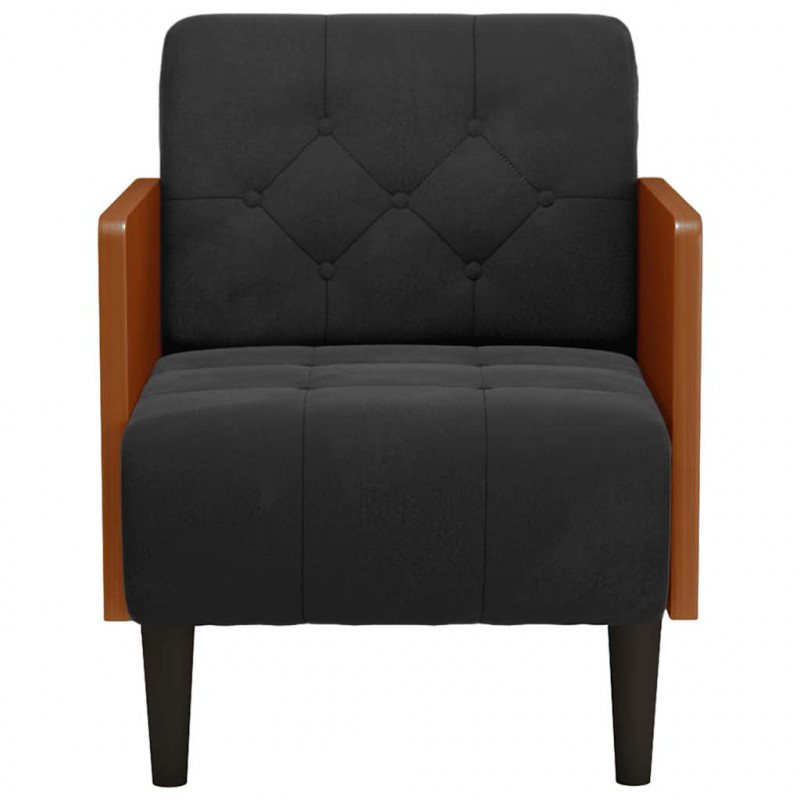 Sofa Fotel z Podłokietnikami Czarny 55 cm Aksamit