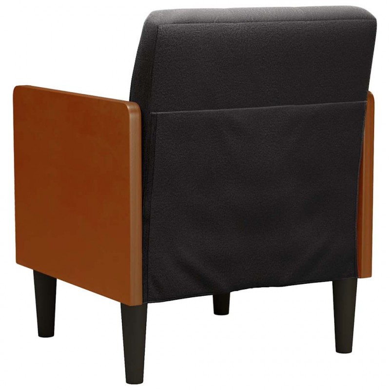 Sofa Fotel z Podłokietnikami Czarny 55 cm Aksamit