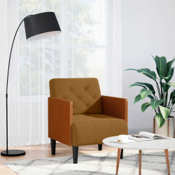 Sofa Fotel z Podłokietnikami Brązowy 55 cm Aksamit