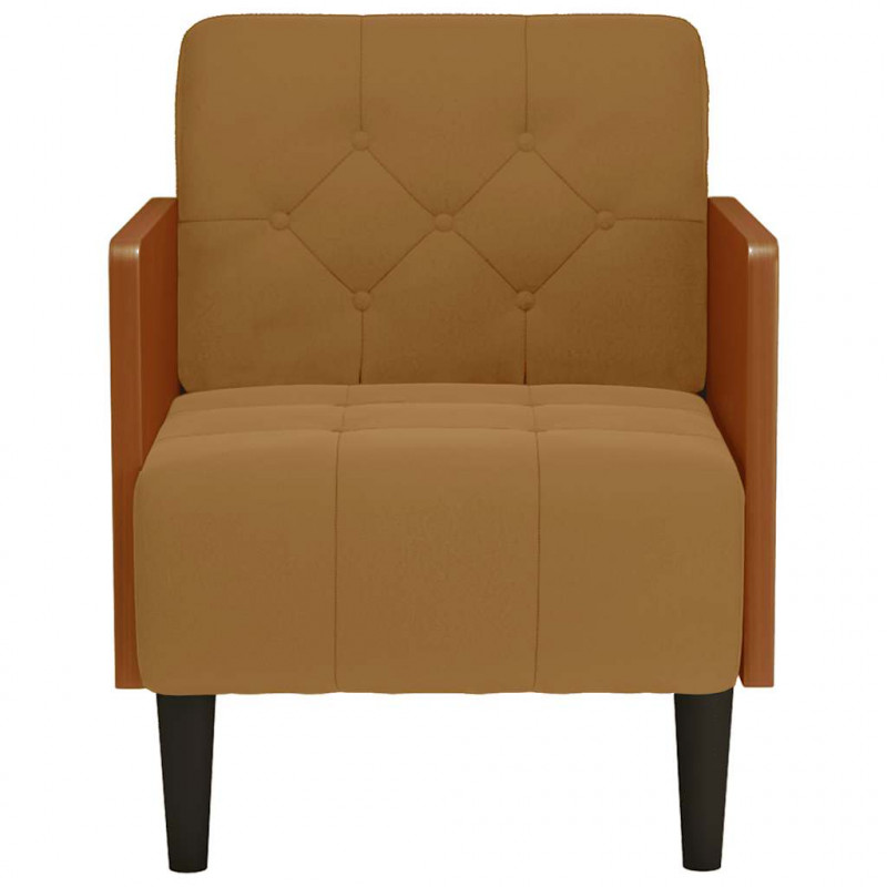 Sofa Fotel z Podłokietnikami Brązowy 55 cm Aksamit