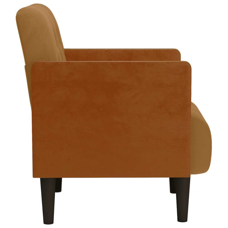 Sofa Fotel z Podłokietnikami Brązowy 55 cm Aksamit