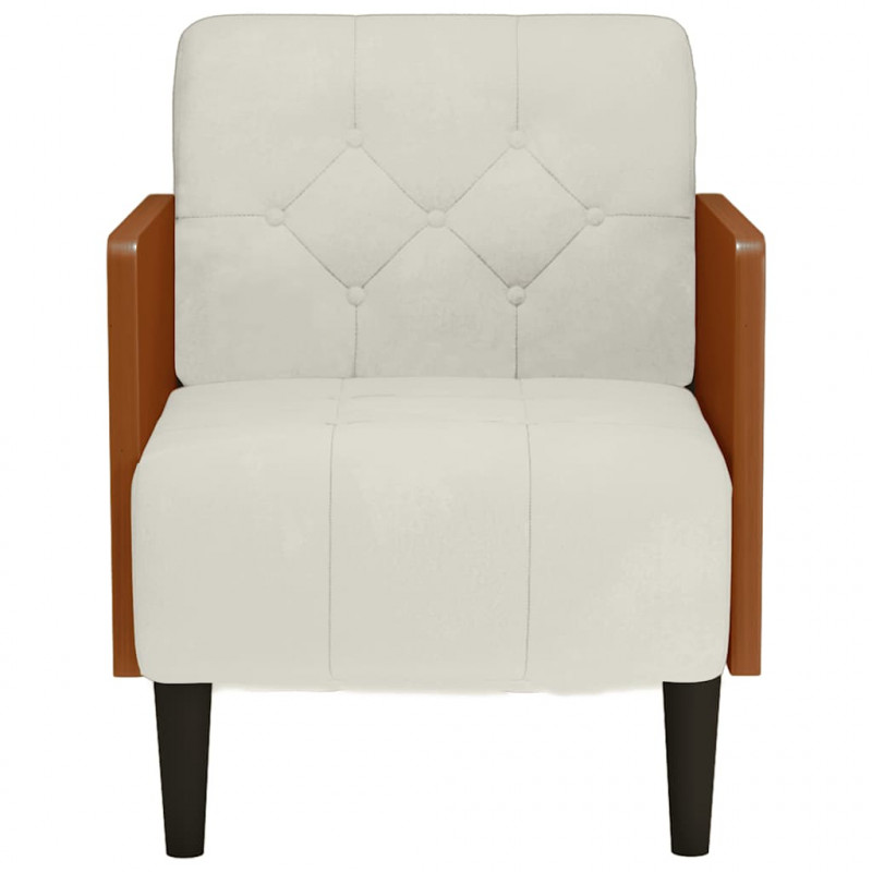 Sofa Fotel z Podłokietnikami Kremowy 55 cm Aksamit