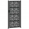 Brama ogrodowa czarna 100x200 cm stalowy wzór liścia