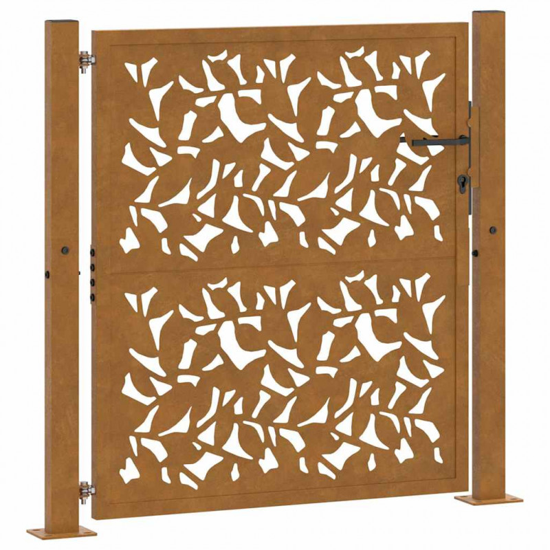 Brama ogrodowa 100x100 cm Stal nierdzewna Wzór liścia
