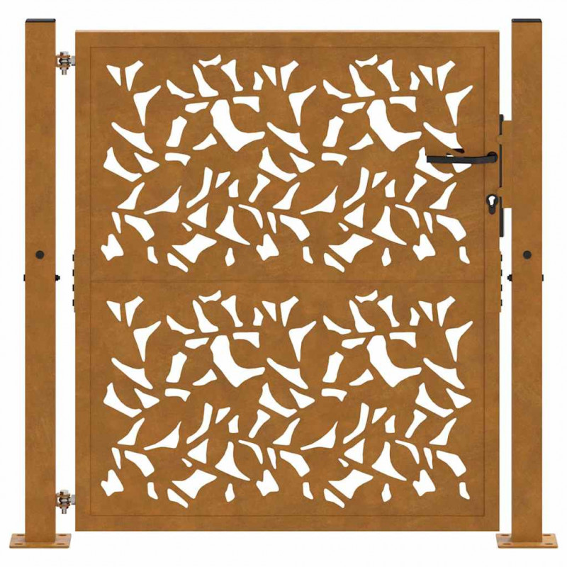 Brama ogrodowa 100x100 cm Stal nierdzewna Wzór liścia