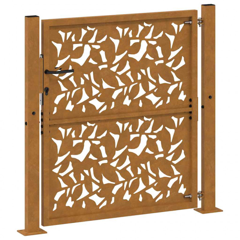 Brama ogrodowa 100x100 cm Stal nierdzewna Wzór liścia