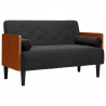 Sofa dwuosobowa z poduszkami wałkowymi Czarna 110 cm Aksamit