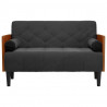 Sofa dwuosobowa z poduszkami wałkowymi Czarna 110 cm Aksamit