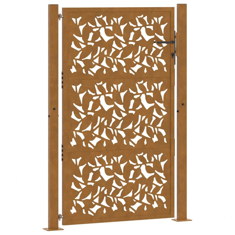Brama ogrodowa 100x125 cm Stal nierdzewna Wzór liścia