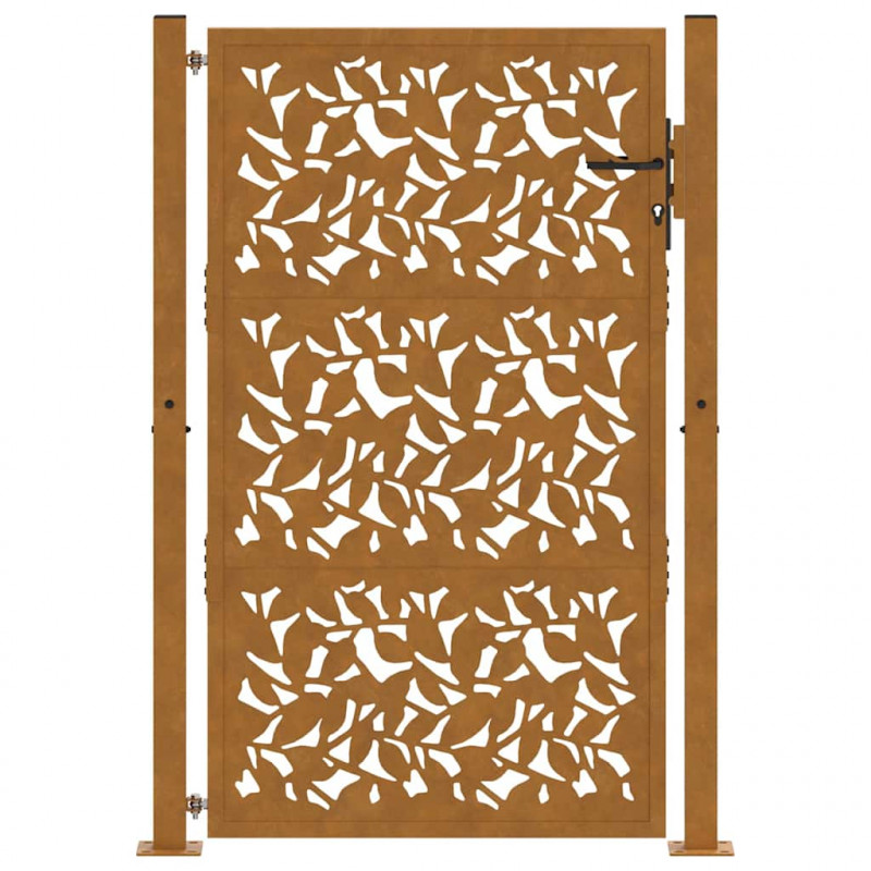 Brama ogrodowa 100x125 cm Stal nierdzewna Wzór liścia