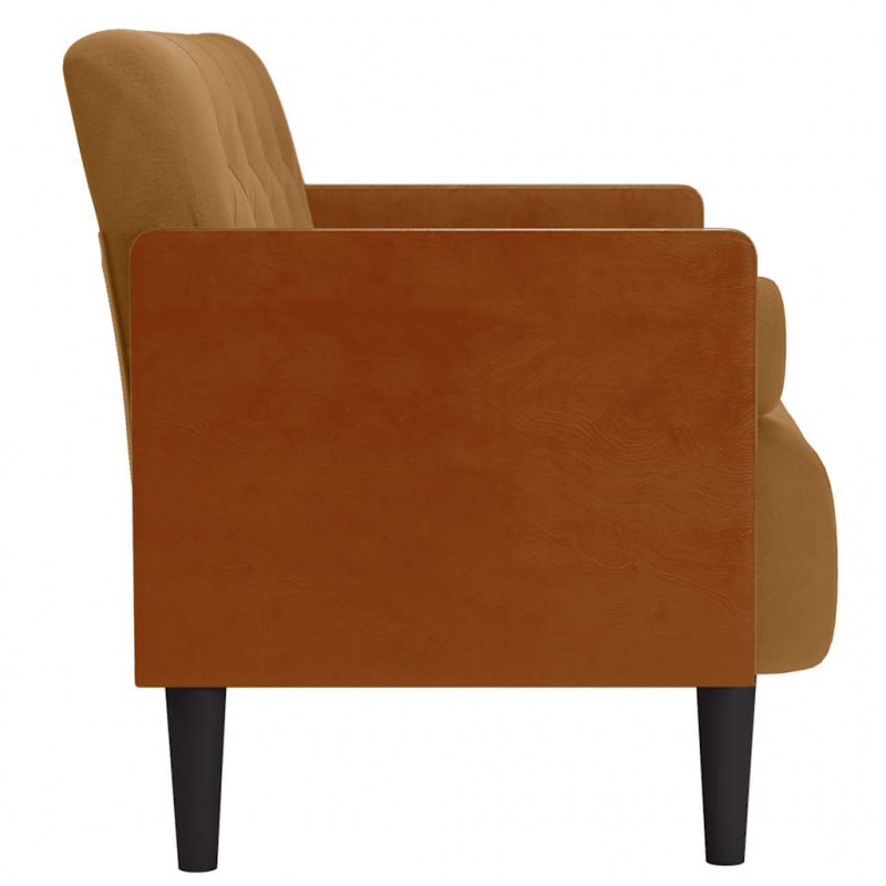 Sofa dwuosobowa z poduszkami wałkowymi Brązowa 110 cm Aksamit
