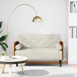 Sofa dwuosobowa z poduszkami w kolorze kremowym 110 cm