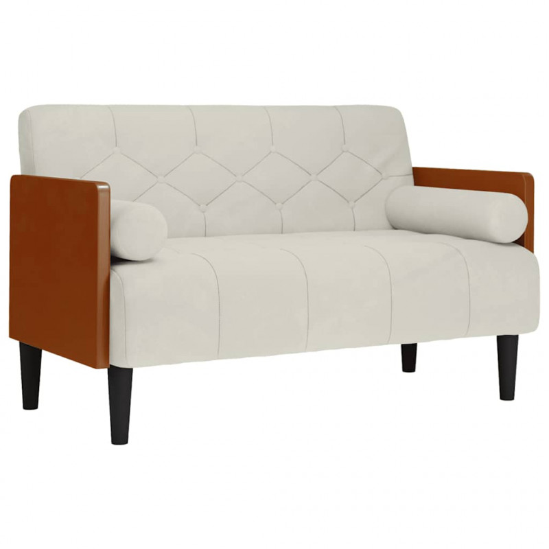 Sofa dwuosobowa z poduszkami w kolorze kremowym 110 cm