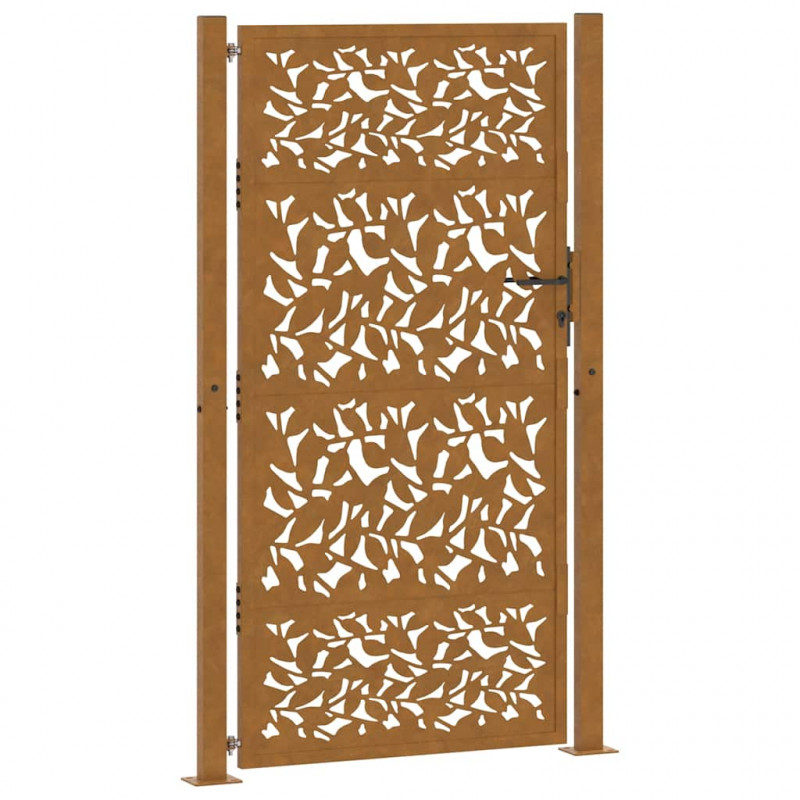 Brama ogrodowa 100x175 cm Stal nierdzewna Wzór liścia