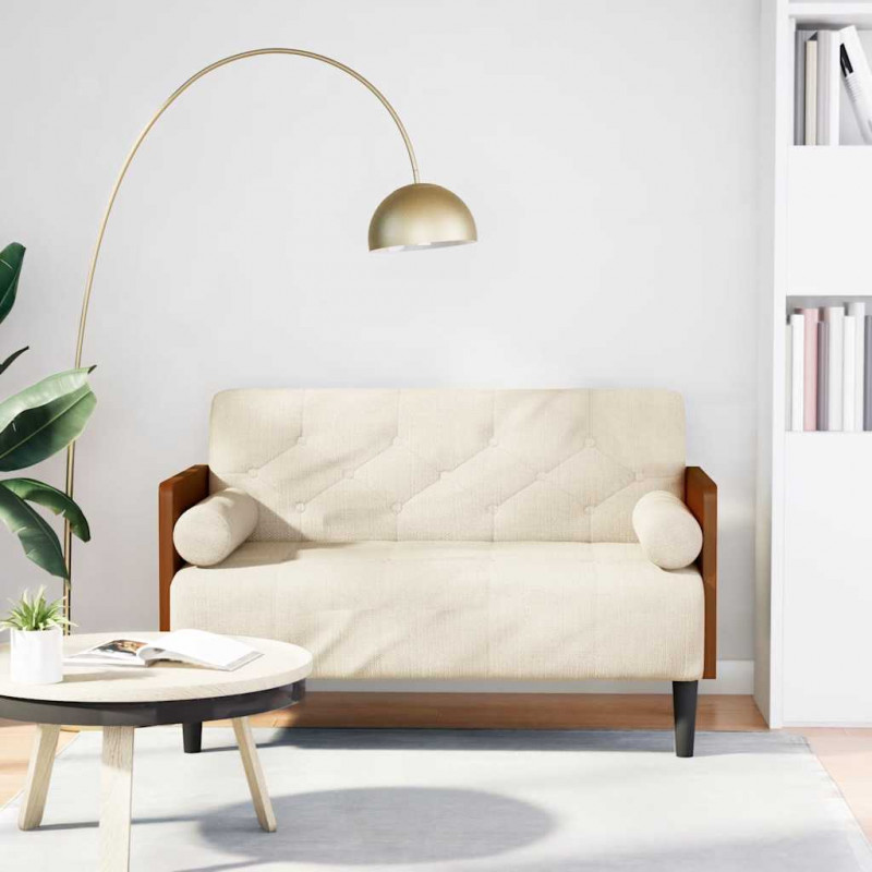 Sofa dwuosobowa z poduszkami 110 cm len