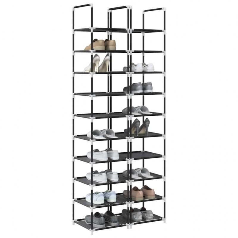 Stojaki na buty 2 szt. 10-poziomowe czarne 33x33x174 cm