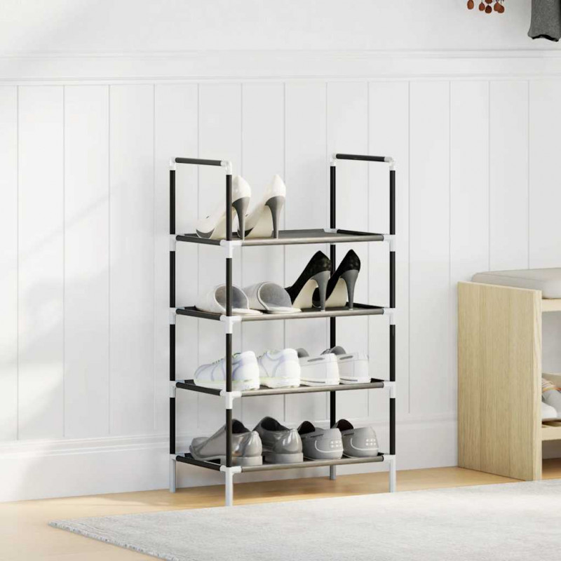 Stojak na buty 4-poziomowy czarny 44x28x77cm Tkanina włókninowa