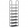 Stojak na buty 8-poziomowy czarny 44x28x145 cm