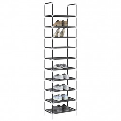 Stojak na buty 10-poziomowy czarny 44x28x180 cm