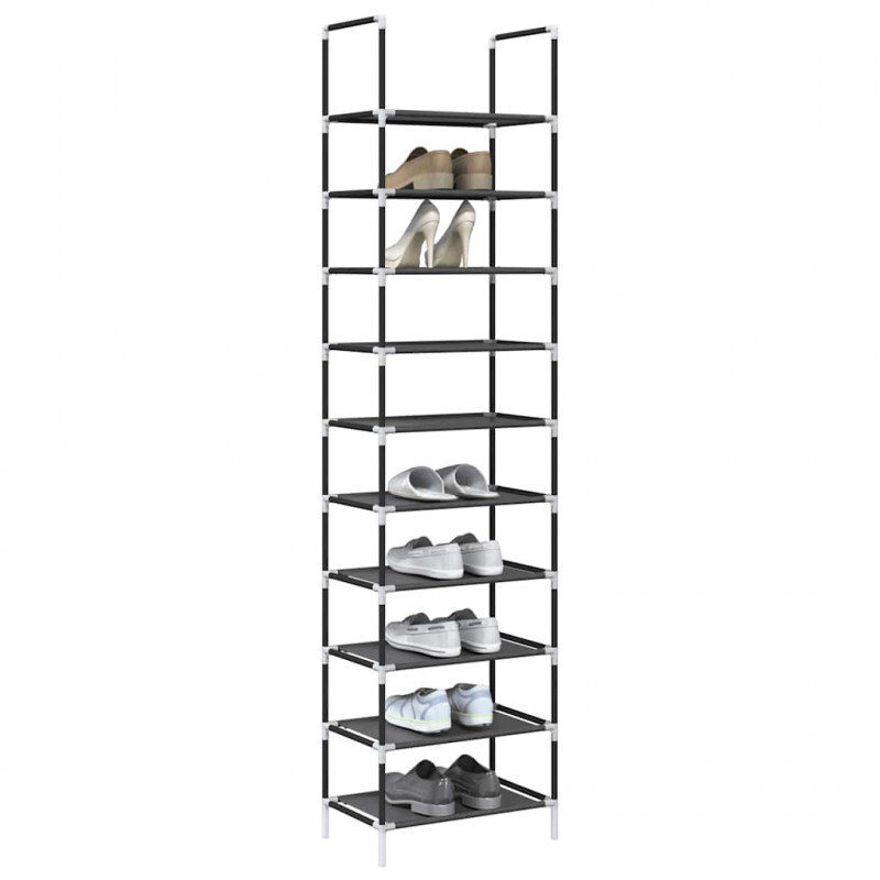 Stojak na buty 10-poziomowy czarny 44x28x180 cm