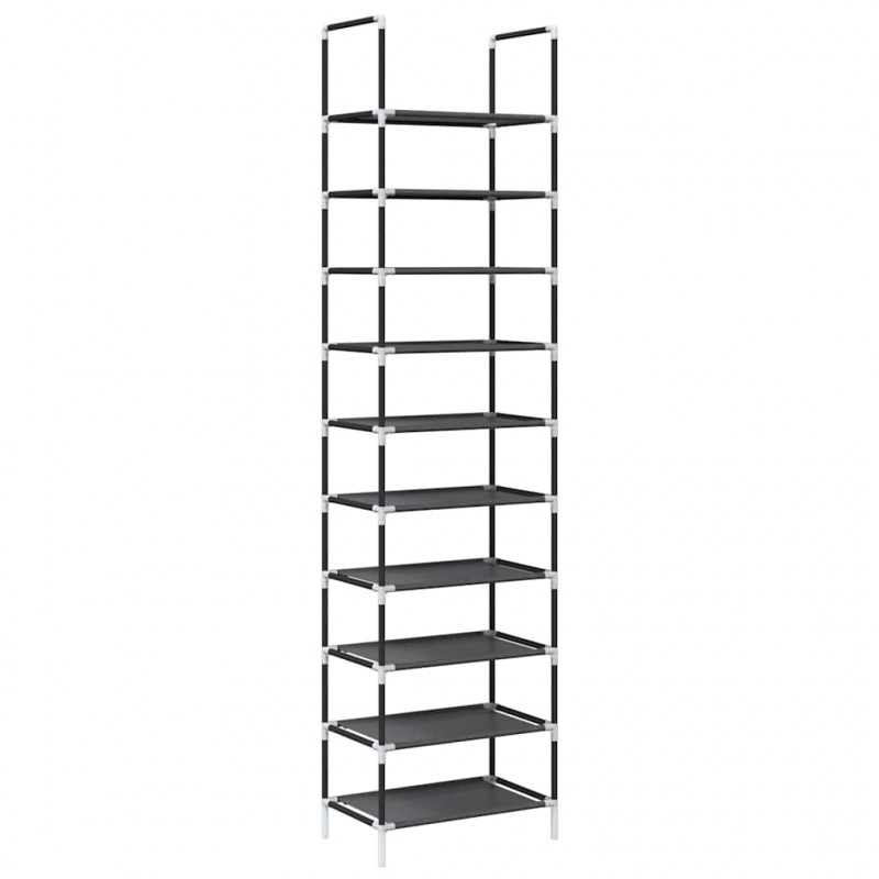 Stojak na buty 10-poziomowy czarny 44x28x180 cm