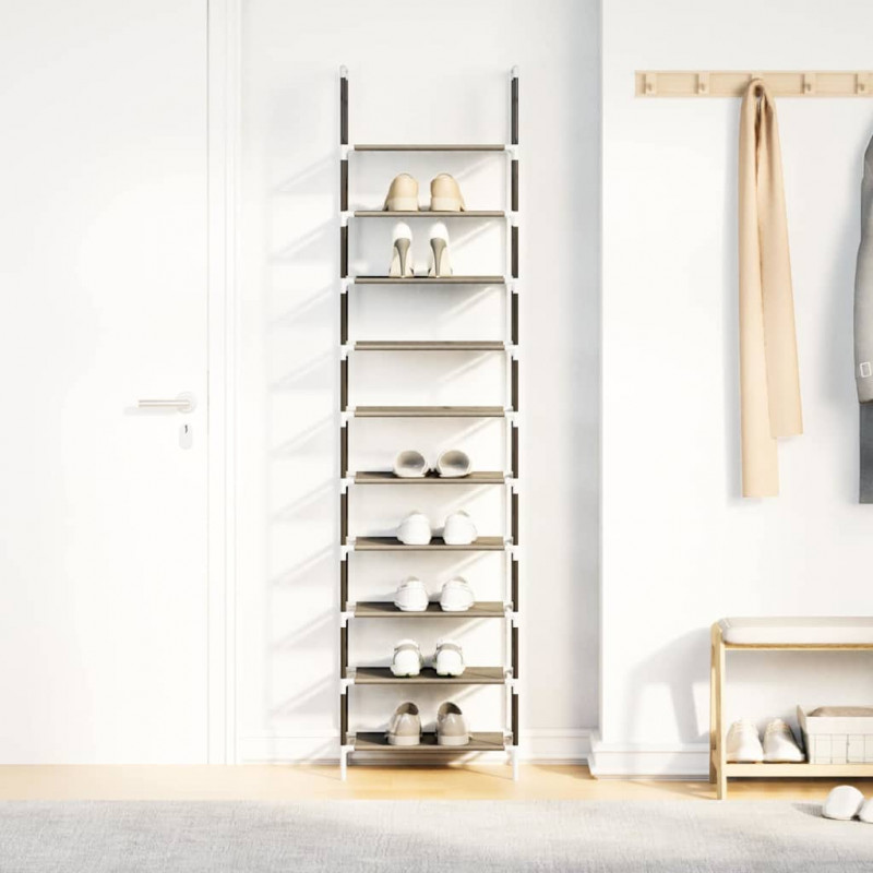 Stojak na buty 10-poziomowy czarny 44x28x180 cm