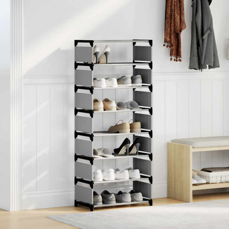 Stojak na buty 8-poziomowy Szary 54x28x124cm Tkanina włókninowa
