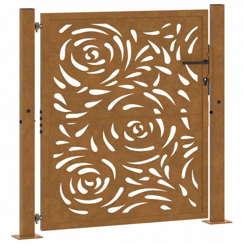 Brama ogrodowa 100x100 cm Stal nierdzewna Wzór płomienia