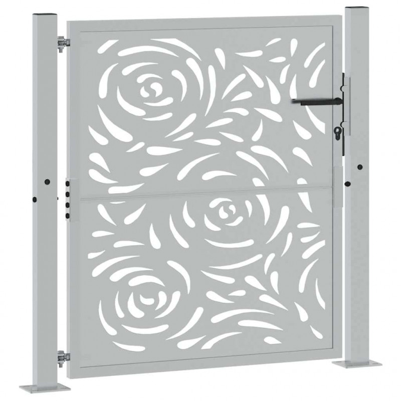 Brama ogrodowa 100x100 cm Stal nierdzewna Wzór płomienia