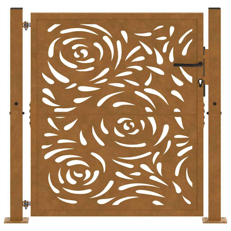 Brama ogrodowa 100x100 cm Stal nierdzewna Wzór płomienia
