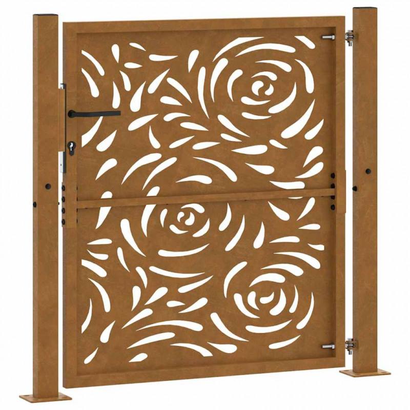 Brama ogrodowa 100x100 cm Stal nierdzewna Wzór płomienia