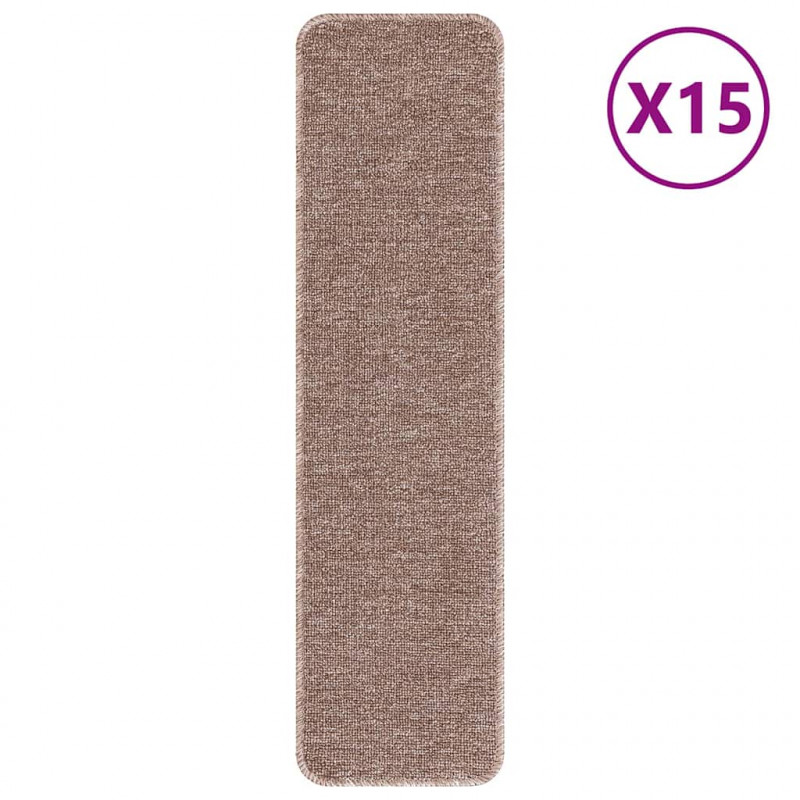 Mats antypoślizgowe na schody 15 pcs Jasnobrązowy 75 x 20 cm PP