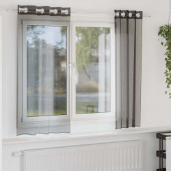 Zasłony woalowe z przelotkami 2 szt. Czarne 140x140 cm