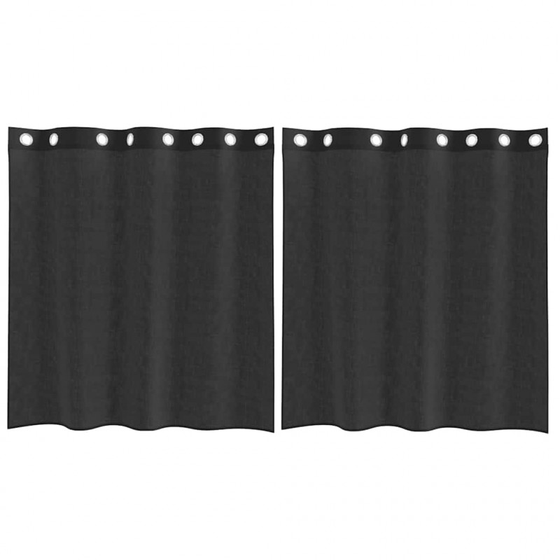 Zasłony woalowe z przelotkami 2 szt. Czarne 140x140 cm
