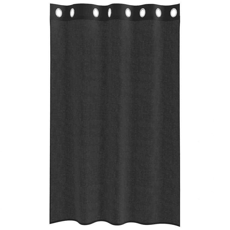 Zasłony woalowe z przelotkami 2 szt. Czarne 140x175 cm