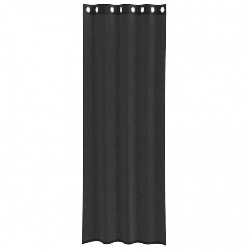 Zasłony woalowe z przelotkami 2 szt. Czarne 140x260 cm