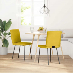 Krzesła stołowe, 2 szt., żółte, obite aksamitem