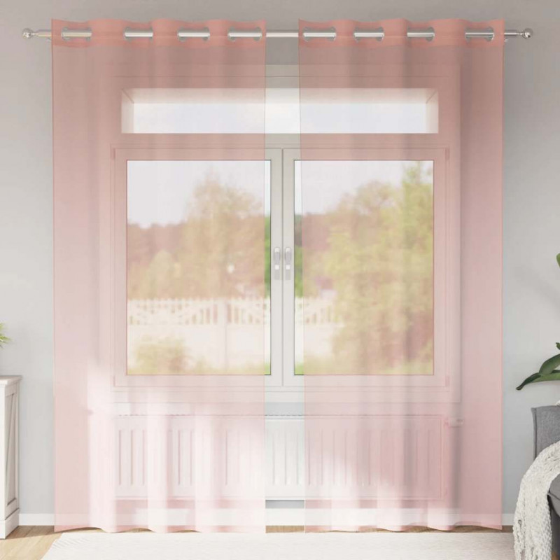 Zasłony woalowe z przelotkami 2 szt. Różowe 140x245 cm